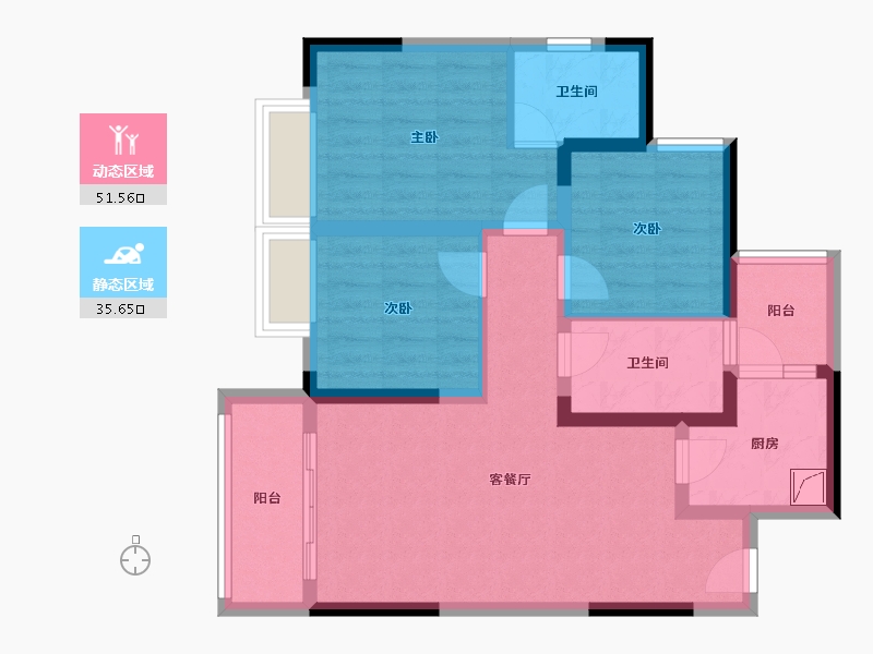 四川省-绵阳市-华丽学苑-82.16-户型库-动静分区