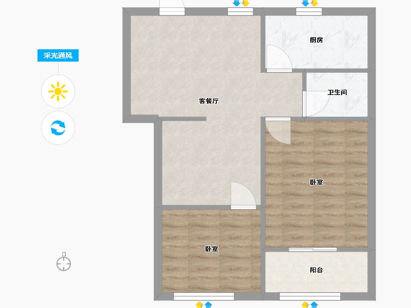 福建省-厦门市-莲岳里小区-54.00-户型库-采光通风