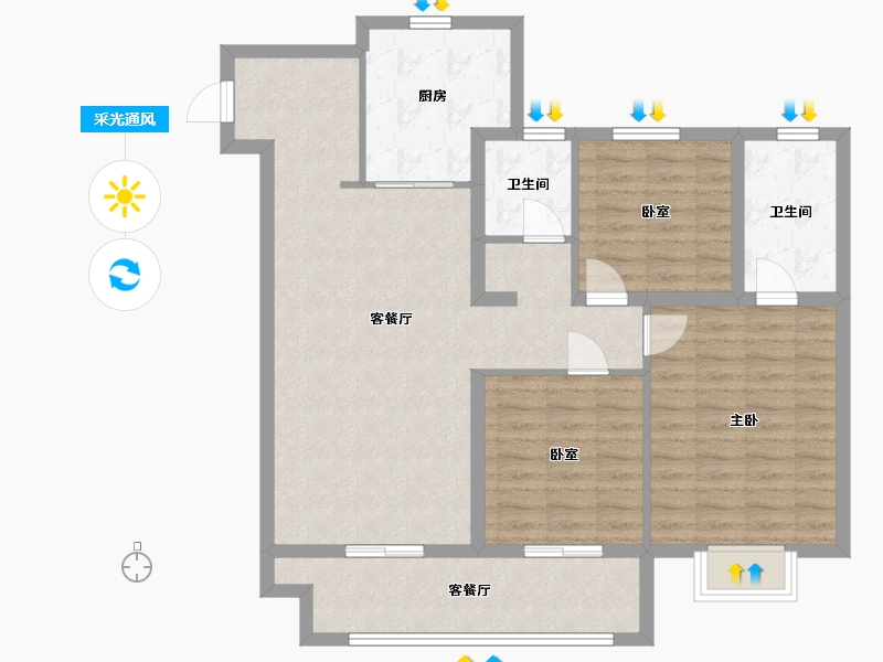 山东省-滨州市-天泰公园壹号-100.00-户型库-采光通风