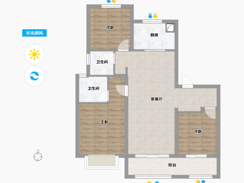 山西省-太原市-保利和光尘樾-98.90-户型库-采光通风