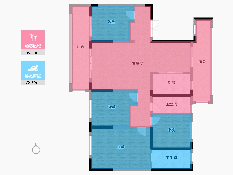 陕西省-西安市-滨江翡翠城-106.00-户型库-动静分区