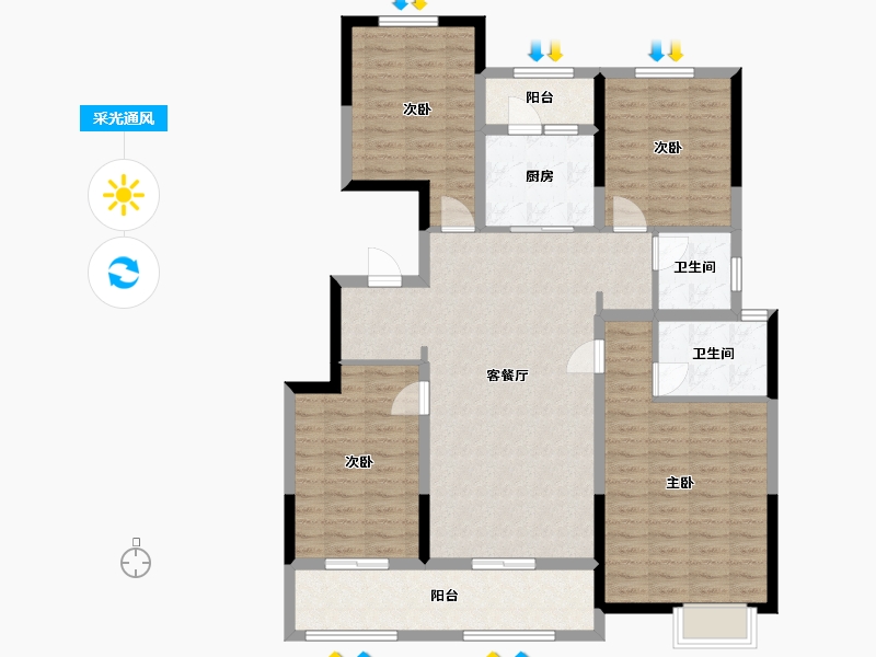 安徽省-阜阳市-颍淮佳苑-110.00-户型库-采光通风