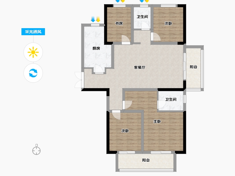 河南省-郑州市-永威南樾三期禧苑-106.00-户型库-采光通风