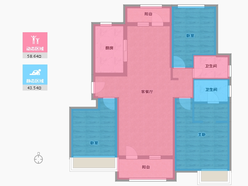 山东省-淄博市-名士华府-96.96-户型库-动静分区