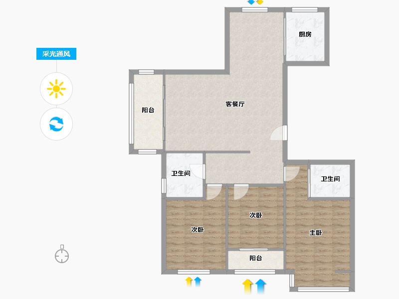 山东省-青岛市-天福绿洲-104.60-户型库-采光通风