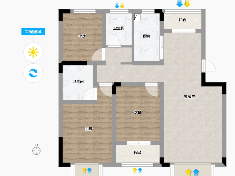 河南省-洛阳市-赵村安置房-102.32-户型库-采光通风