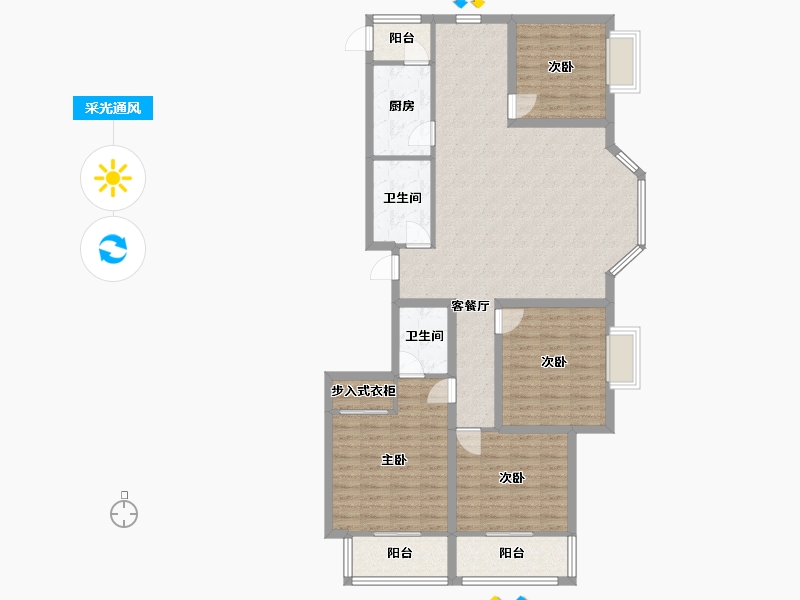 山西省-太原市-龙园小区-120.86-户型库-采光通风