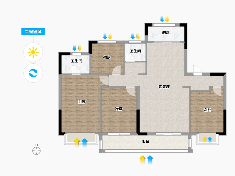 山东省-烟台市-格林春天-117.00-户型库-采光通风