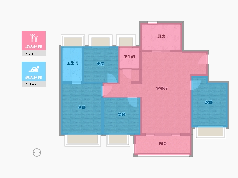 上海-上海市-招商璀璨湖畔-108.20-户型库-动静分区