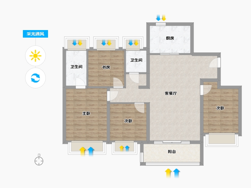 上海-上海市-招商璀璨湖畔-108.20-户型库-采光通风