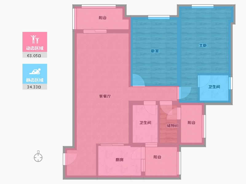 重庆-重庆市-金科 黄金海岸-80.00-户型库-动静分区