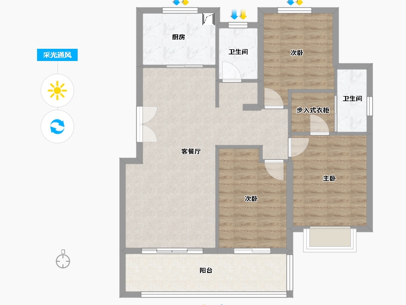 陕西省-榆林市-钰城印象-101.65-户型库-采光通风