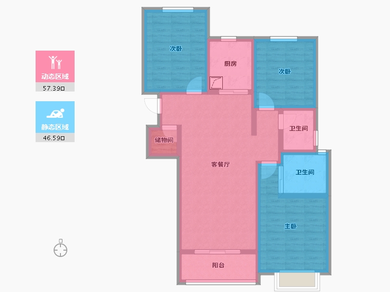 陕西省-咸阳市-中华世纪城-100.00-户型库-动静分区