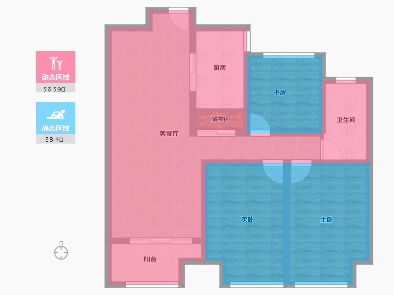 陕西省-咸阳市-马泉新家园-83.96-户型库-动静分区