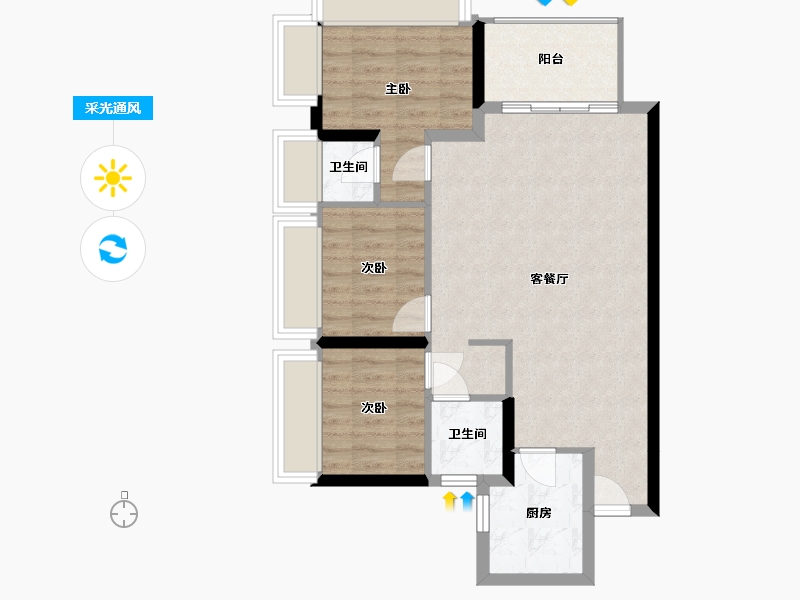 四川省-成都市-源滩国际社区-74.00-户型库-采光通风