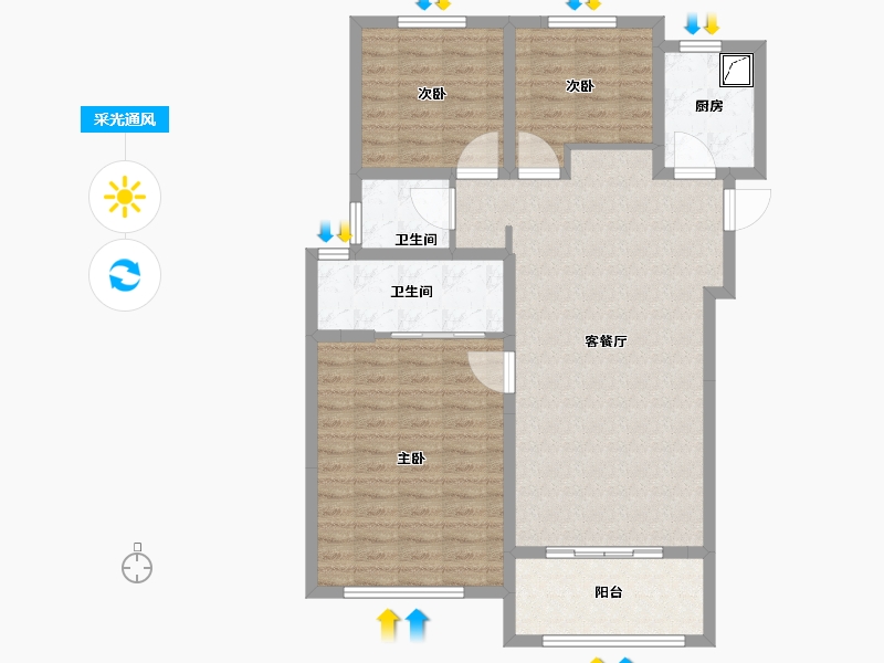 湖北省-武汉市-正荣紫阙台-98.00-户型库-采光通风