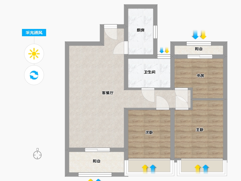 浙江省-嘉兴市-大众嘉苑-67.00-户型库-采光通风