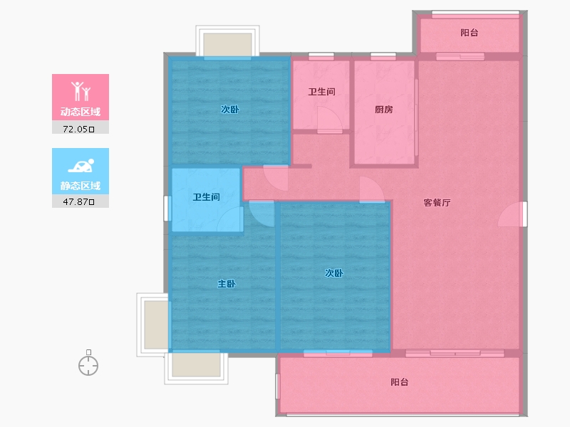 湖北省-天门市-汉旺世纪城-115.00-户型库-动静分区