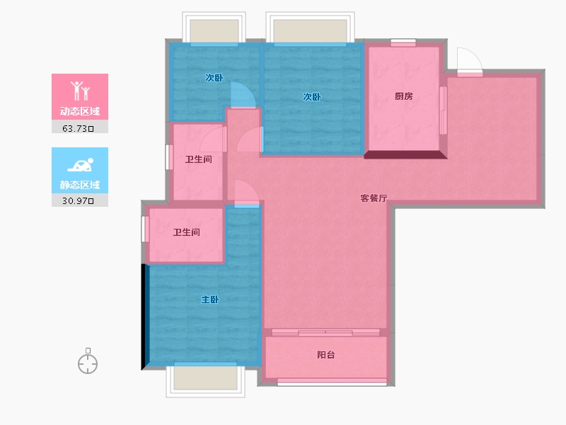 广东省-广州市-汇港威华国际-87.88-户型库-动静分区