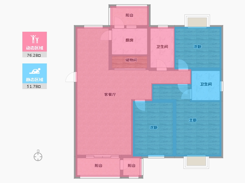 北京-北京市-美利新世界-128.10-户型库-动静分区