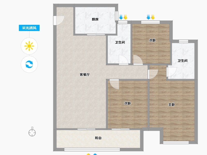 河南省-郑州市-招商公园与湖-102.00-户型库-采光通风