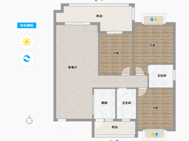 湖南省-衡阳市-凯旋名居-136.90-户型库-采光通风