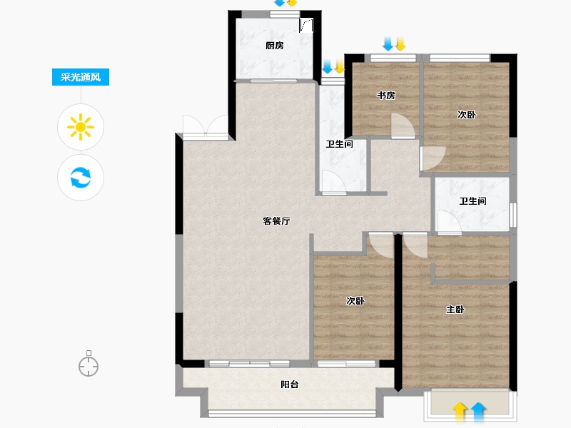 浙江省-绍兴市-中国铁建嵊星湾-113.74-户型库-采光通风