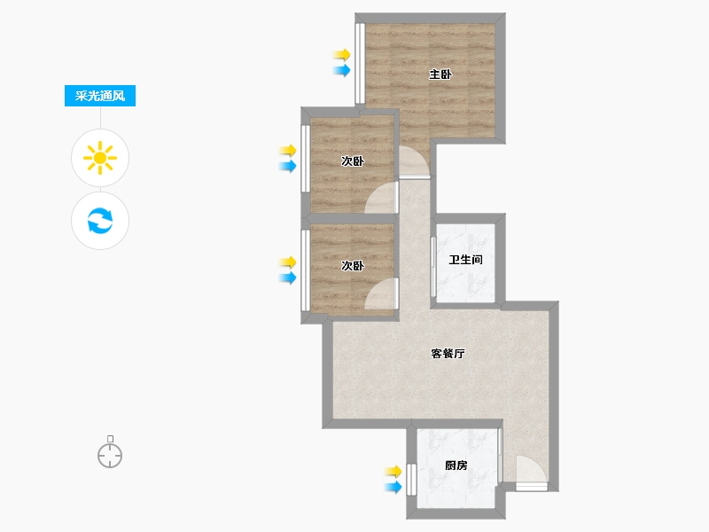 香港特别行政区-沙田区-錦泰苑-60.40-户型库-采光通风