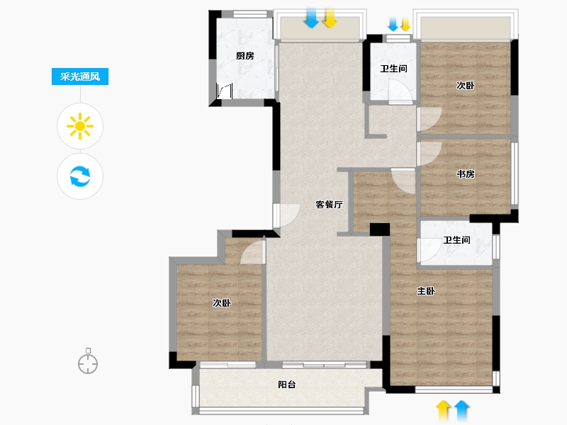 浙江省-台州市-聚贤府-109.00-户型库-采光通风