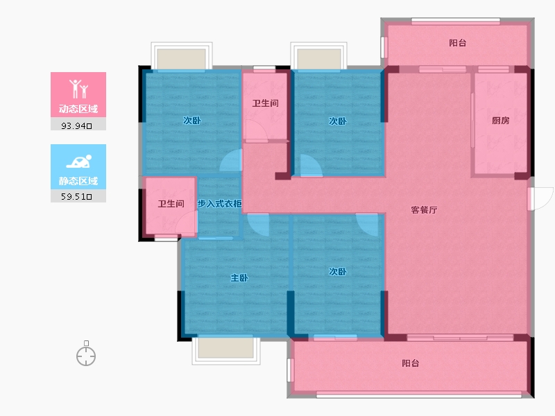 湖北省-宜昌市-洋城佳苑-140.00-户型库-动静分区