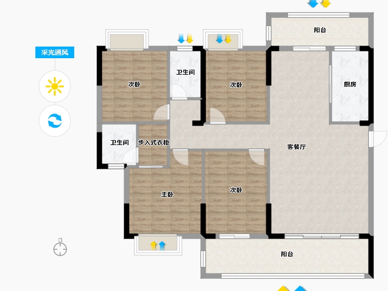 湖北省-宜昌市-洋城佳苑-140.00-户型库-采光通风