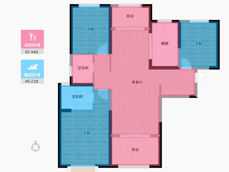 陕西省-西安市-曲江千林郡-104.36-户型库-动静分区