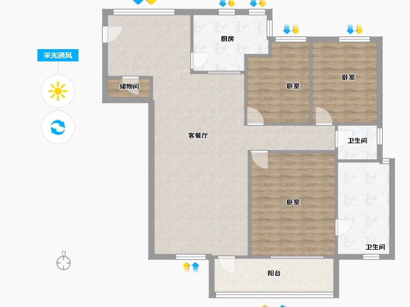 四川省-成都市-置信丽都花园城-D区-118.54-户型库-采光通风