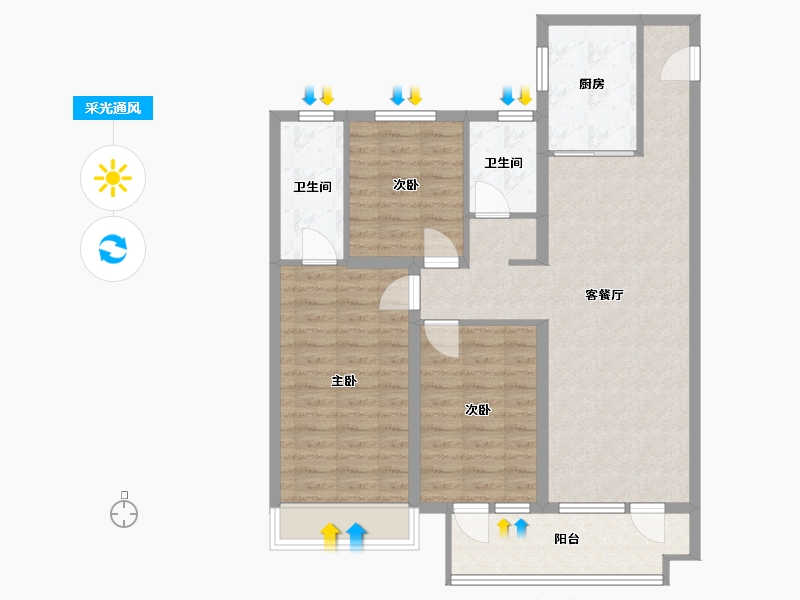 山东省-青岛市-宸悦府-92.00-户型库-采光通风