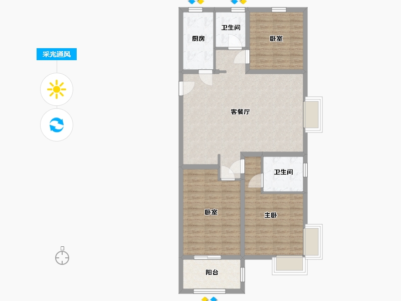 山东省-日照市-安泰悠山美居-91.00-户型库-采光通风