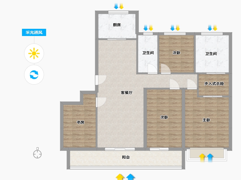 浙江省-台州市-中天翰林雅境-119.00-户型库-采光通风