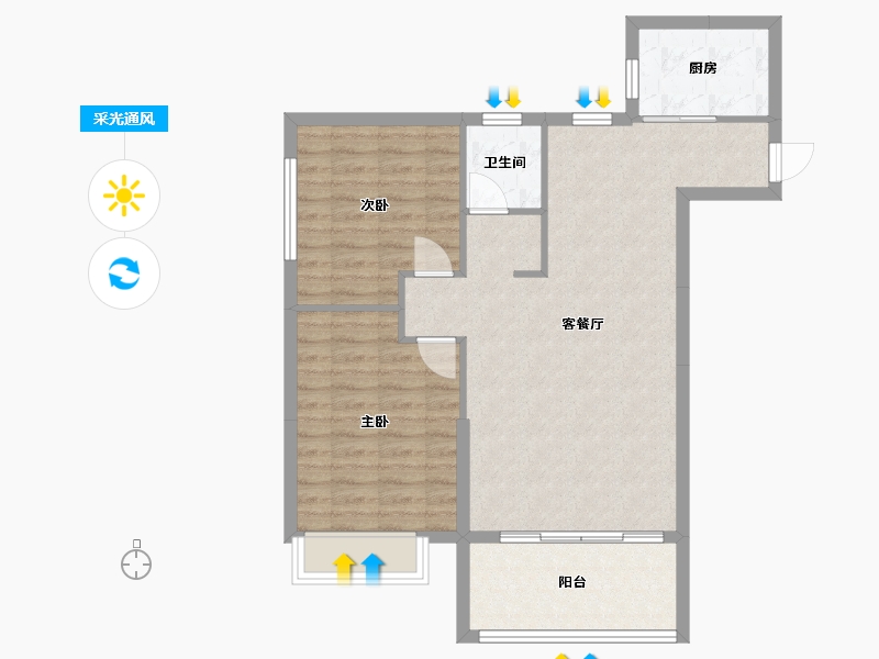 湖南省-岳阳市-东井嘉园-80.00-户型库-采光通风