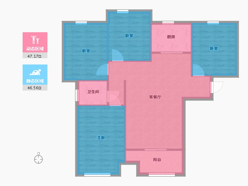 河南省-郑州市-朗悦公园府-75.00-户型库-动静分区