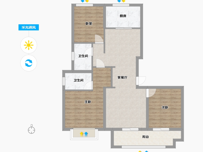 陕西省-榆林市-融汇苑-96.00-户型库-采光通风