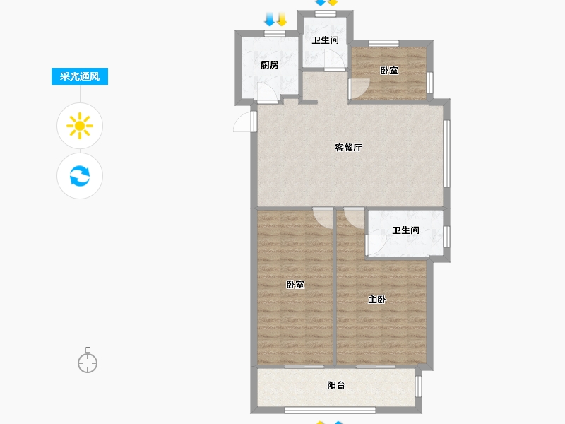 浙江省-嘉兴市-中天江南公馆-88.00-户型库-采光通风