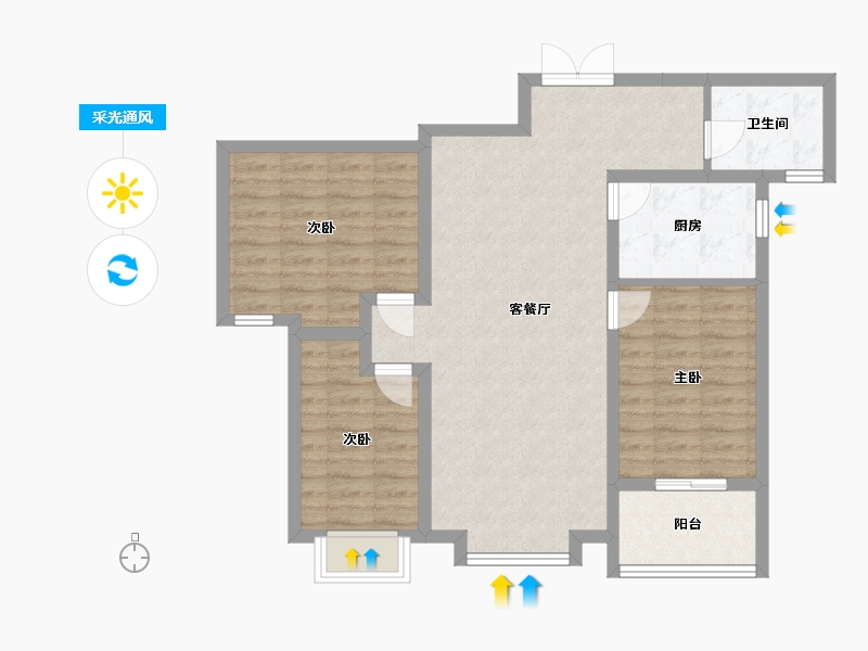 甘肃省-庆阳市-世纪花园-90.00-户型库-采光通风