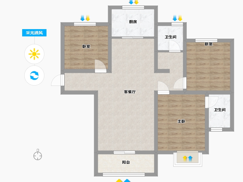 浙江省-温州市-鹿韵里-96.00-户型库-采光通风