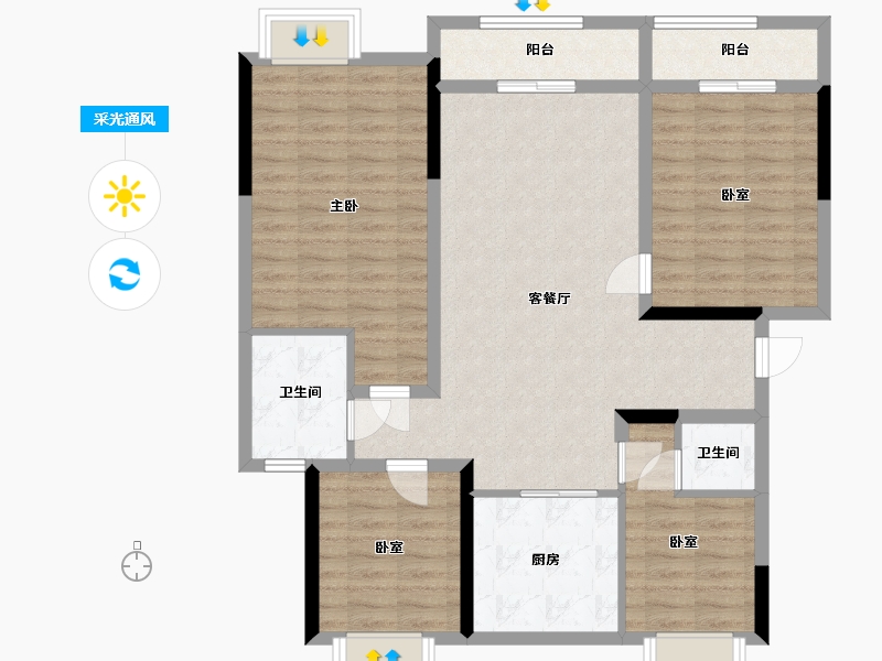 浙江省-绍兴市-永利天泽府-115.00-户型库-采光通风