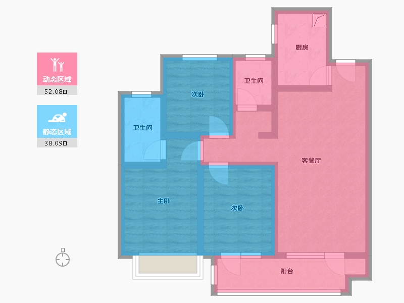 河北省-石家庄市-绿城诚园-84.08-户型库-动静分区