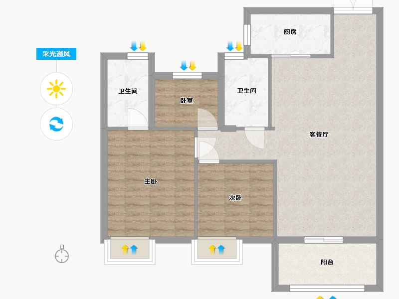 山西省-晋城市-开元四季-80.00-户型库-采光通风