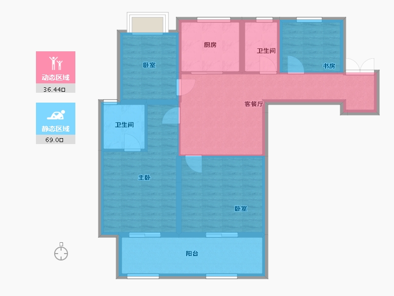 湖南省-永州市-吾悦广场一期-吾悦华府-100.00-户型库-动静分区