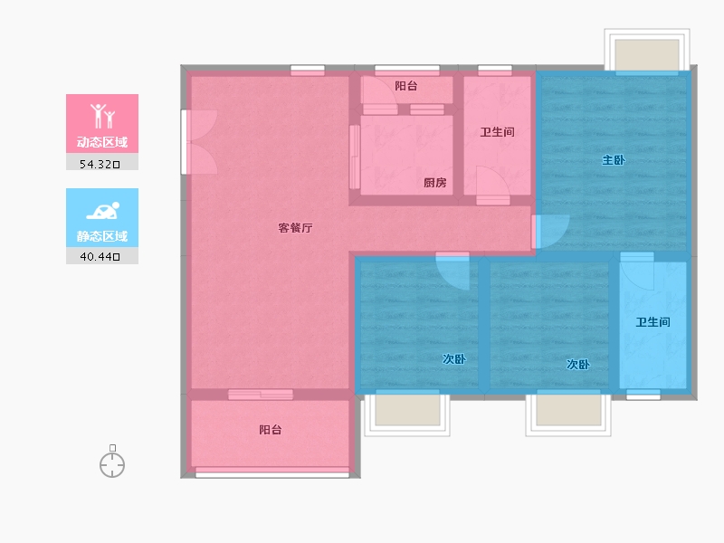 四川省-泸州市-恒正假日广场-91.00-户型库-动静分区