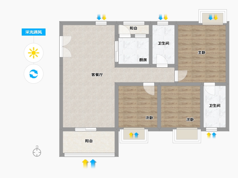 四川省-泸州市-恒正假日广场-91.00-户型库-采光通风