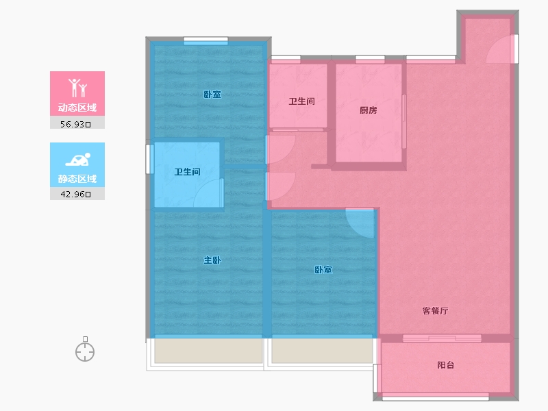 安徽省-芜湖市-碧桂园黄金时代-90.00-户型库-动静分区