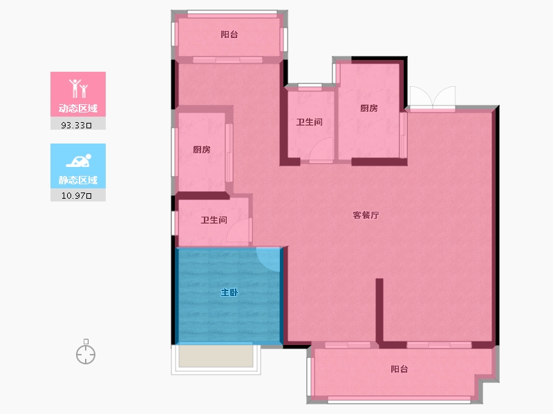 福建省-福州市-阳光城花满墅-94.13-户型库-动静分区